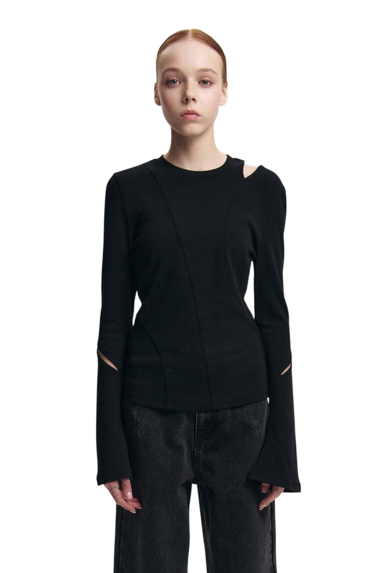 Лонгслив дев. АРТ.AT125118,чер,хл-спанд