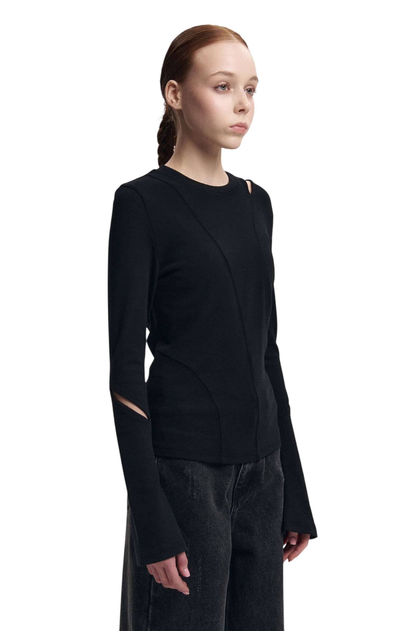 Лонгслив дев. АРТ.AT125118,чер,хл-спанд