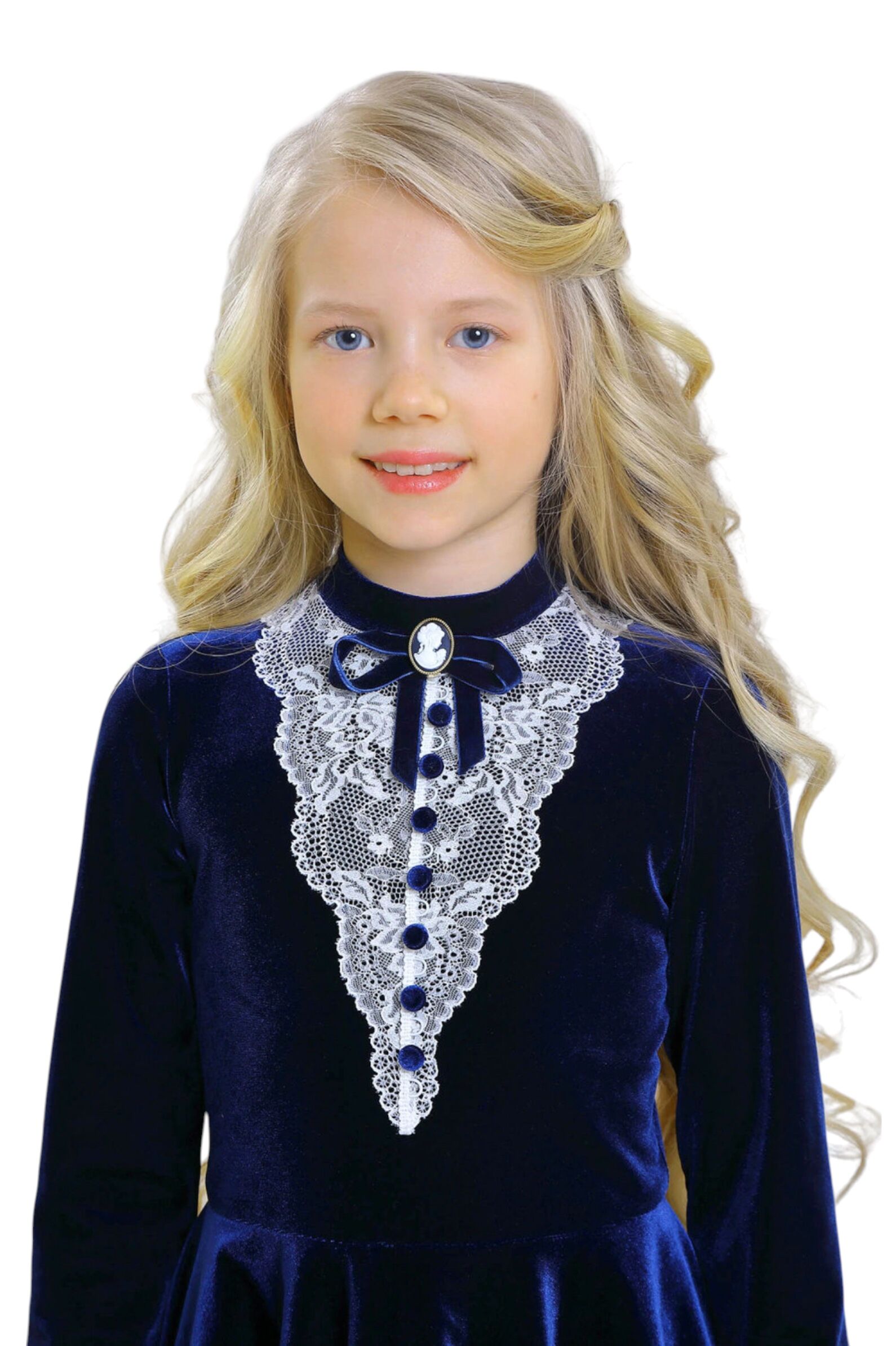 Платье дев. АРТ.2900-525-ТСБ,син,пэ-эл/вис-эл-пэ