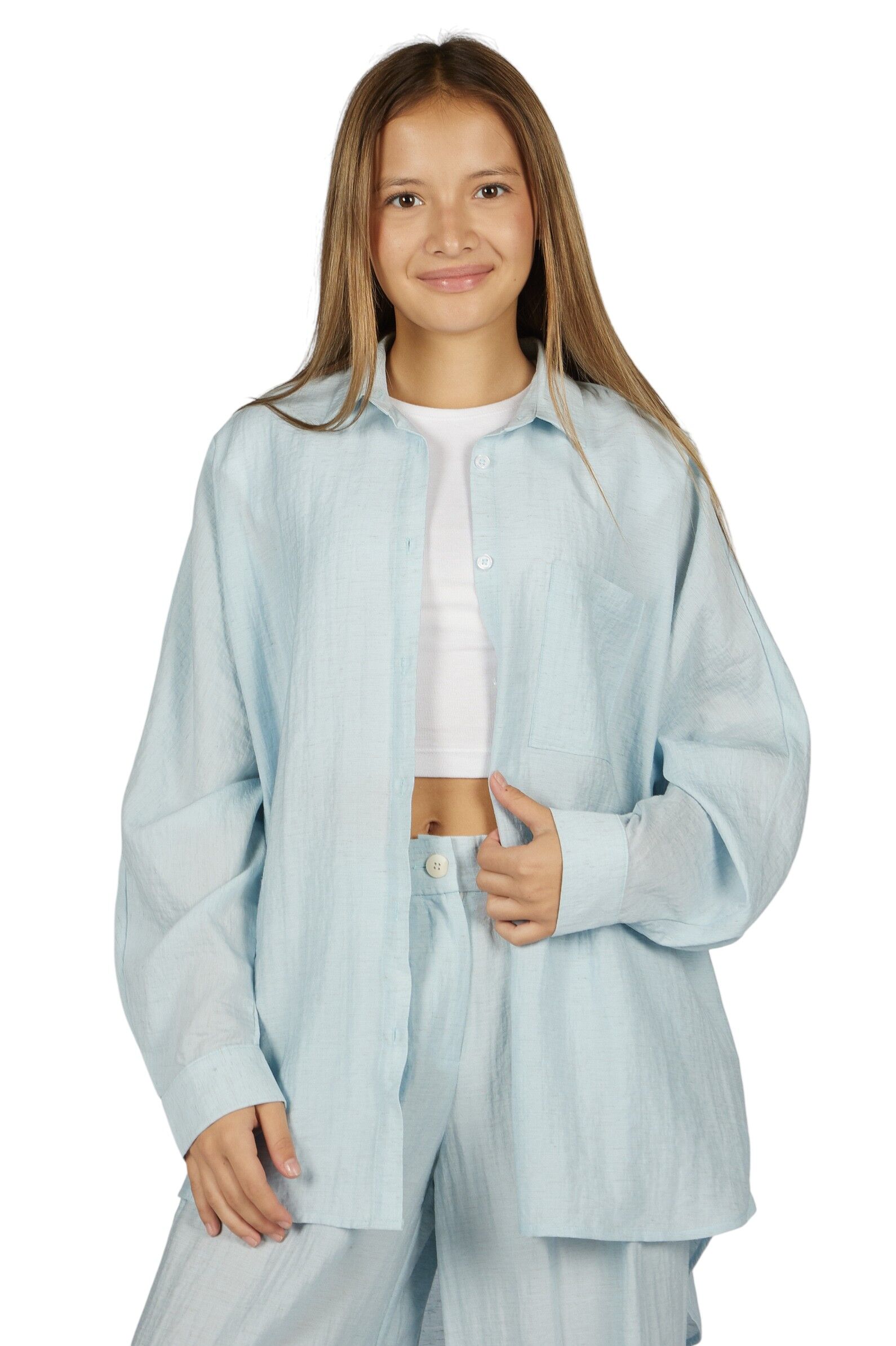 Рубашка дев. АРТ.G-SH26073,гол,тенсель-лён